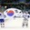 GANGNEUNG, SOUTH KOREA - FEBRUARY 20: Korea's Woosang Park #36 and Matt Dalton #1 skate around the ice holding the Korean flag following a 5-2 qualifaction round loss against Finland at the PyeongChang 2018 Olympic Winter Games. (Photo by Andre Ringuette/HHOF-IIHF Images)

